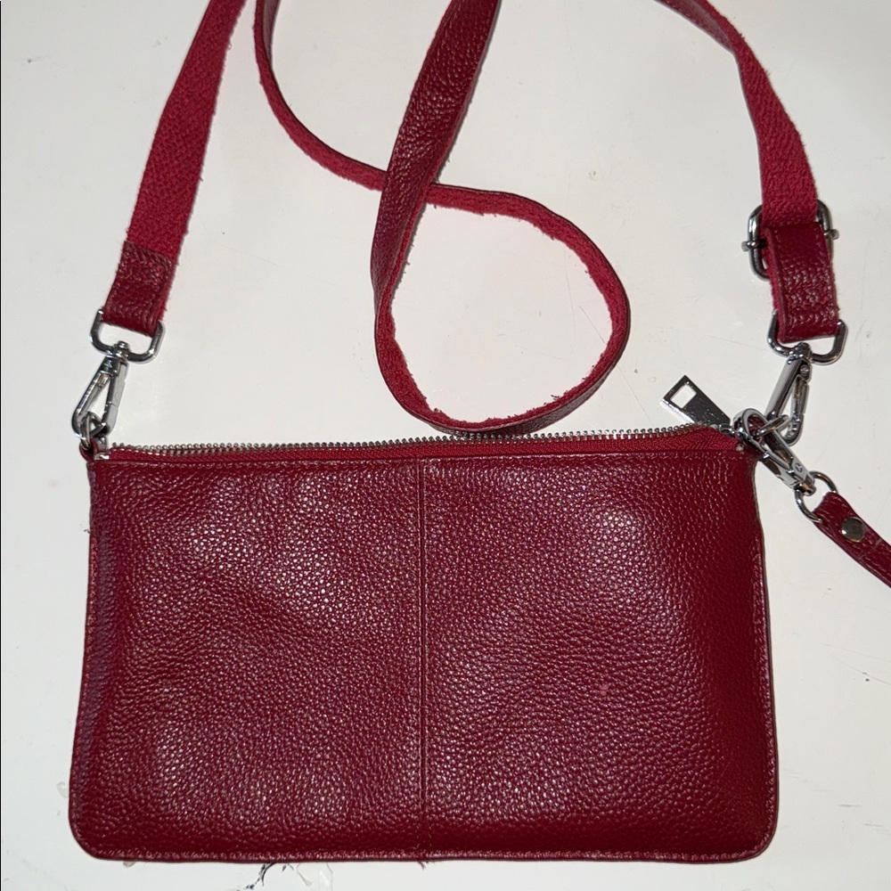 Elegant Burgundy Genuine Leather Crossbody Bag